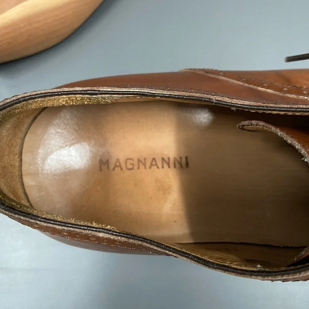 MAGNANNI Antiqued Brown Perf Tip Brogue Cap‎ Toe Oxford Shoes 10 M